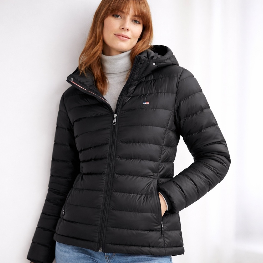 Tommy Hilfiger Black Packable Puffer Jacket Women’s XL New With Tags $169 Retail